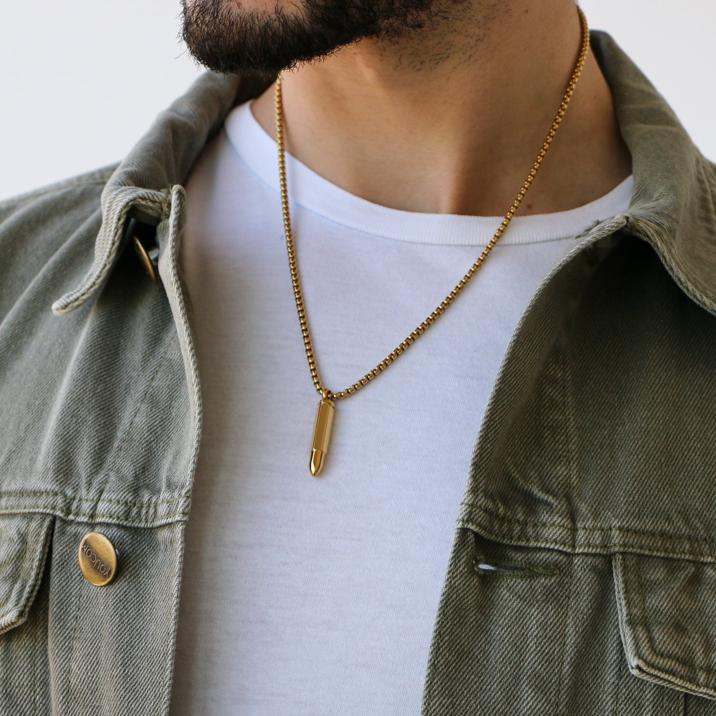 Cadena Box con Dije Bullet GOLD