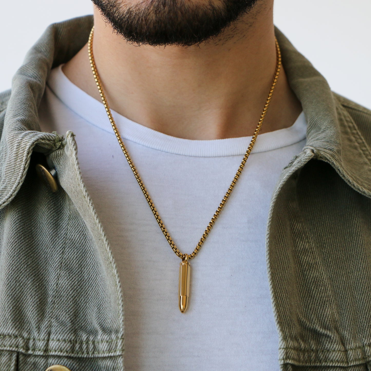 Cadena Box con Dije Bullet GOLD