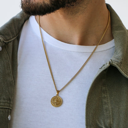 Cadena Clásica con Dije Brújula GOLD