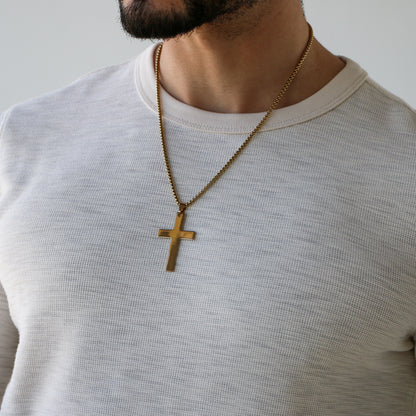 Cadena Box con Cruz (Grande) GOLD