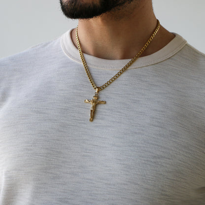 Cadena Cubana 5mm con Cruz GOLD
