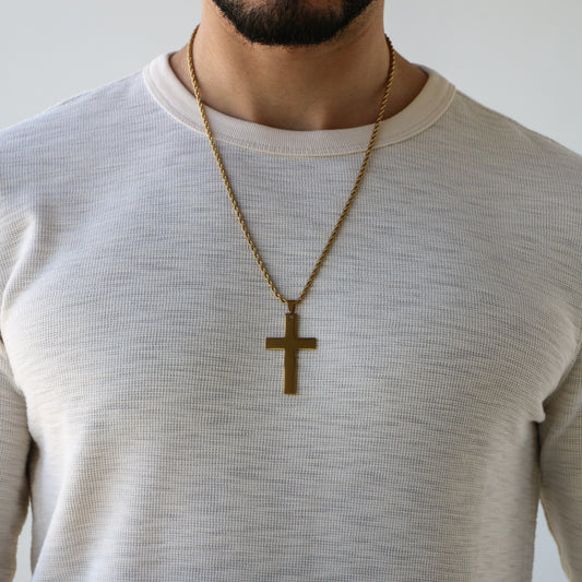 Cadena Rope con Cruz (Grande) GOLD