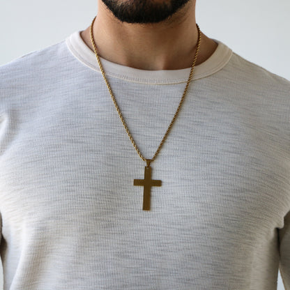 Cadena Rope con Cruz (Grande) GOLD