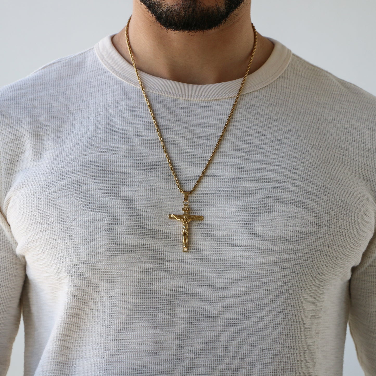 Cadena Rope con Cruz GOLD