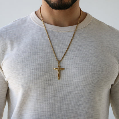 Cadena Rope con Cruz GOLD