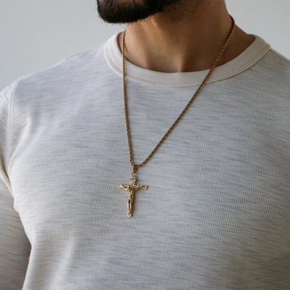 Cadena Rope con Cruz GOLD