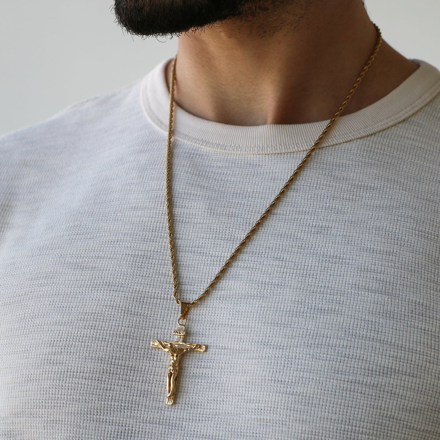 Cadena Rope con Cruz GOLD