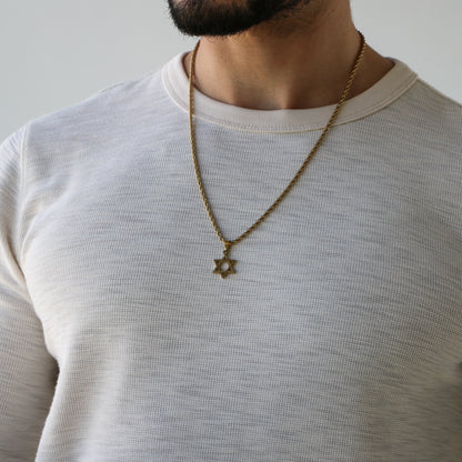 Cadena Rope con Estrella De David GOLD