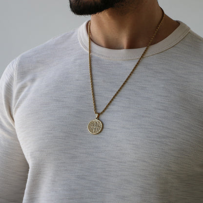 Cadena Rope con Medalla de San Benito GOLD