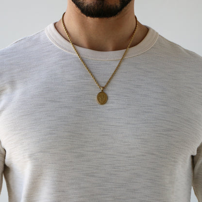 Cadena Rope con Medalla Virgen De La Concepción ORO 18K