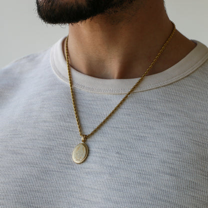 Cadena Rope con Medalla Virgen De La Concepción ORO 18K