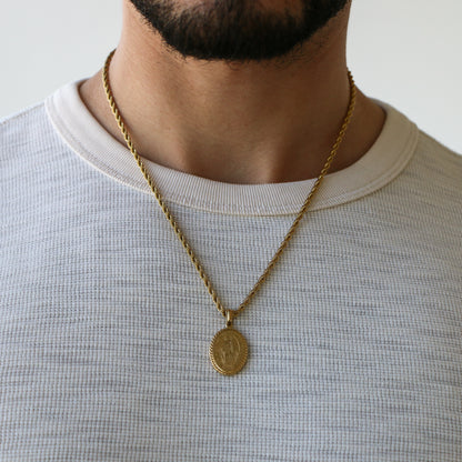 Cadena Rope con Medalla Virgen De La Concepción ORO 18K