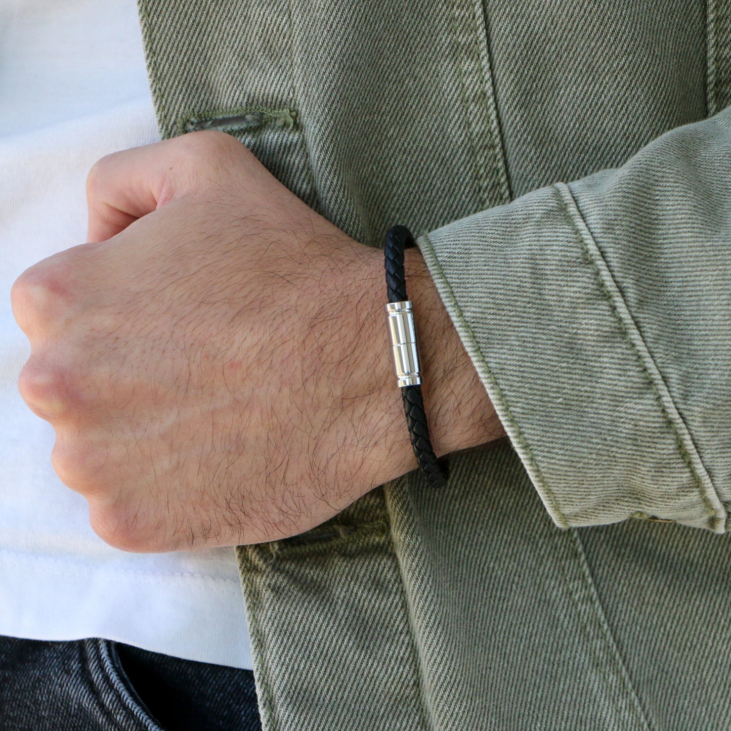 Pulsera de Cuero Minimalista SILVER