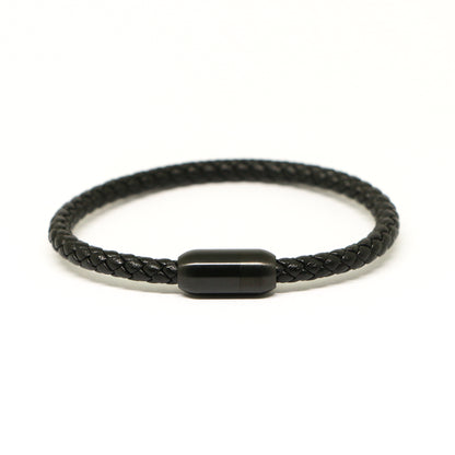 Pulsera de cuero con cierre magnético BLACK