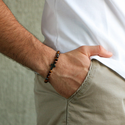 Pulsera Cruz TIGER EYE