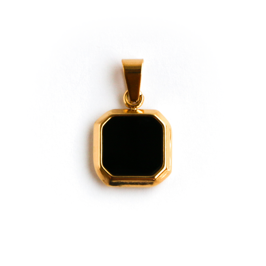 Cadena Box con Dije Black Square GOLD