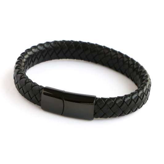 Pulsera de Cuero Clásica BLACK - Cuero Negro