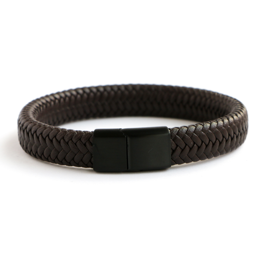 Pulsera de Cuero Clásica BLACK - Cuero Marrón