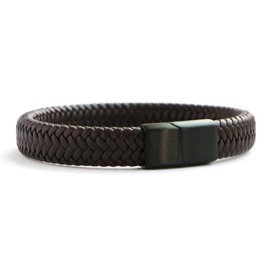 Pulsera de Cuero Clásica BLACK - Cuero Marrón